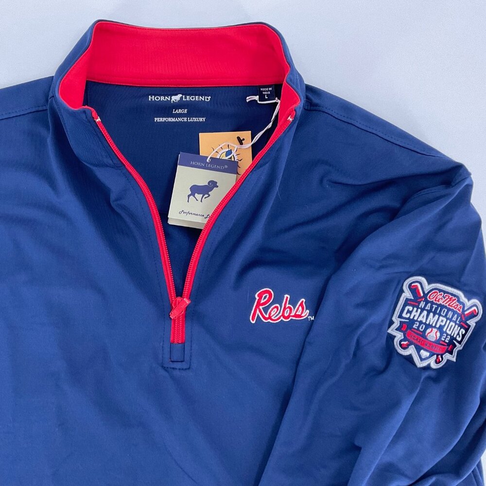 Ole Miss Baseball Quarter-Zip with Embroidered CWS Championship Emblem -XL- NWT